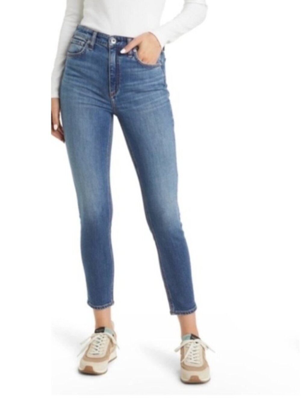 Rag & Bone Nina High Rise Skinny Jeans Topaz Blue High Rise Ankle Womens Size 26